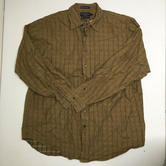 Daniel Cremieux Mens Button Up Long Sleeved Striped Shirt Brown Beige Size XL - Picture 1 of 10